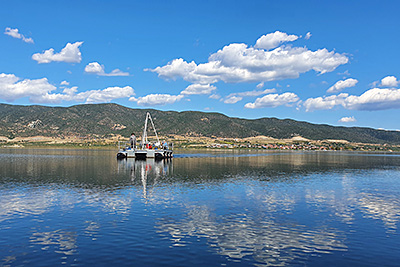 Coring at Limni Volvi (Greece)