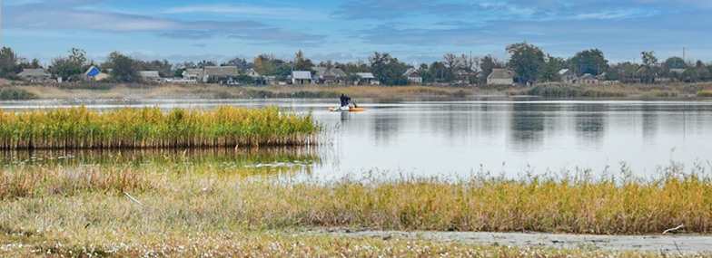 Coring Lake Lyman in Southern Ukraine close to the Black Sea coast